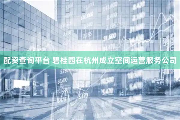 配资查询平台 碧桂园在杭州成立空间运营服务公司